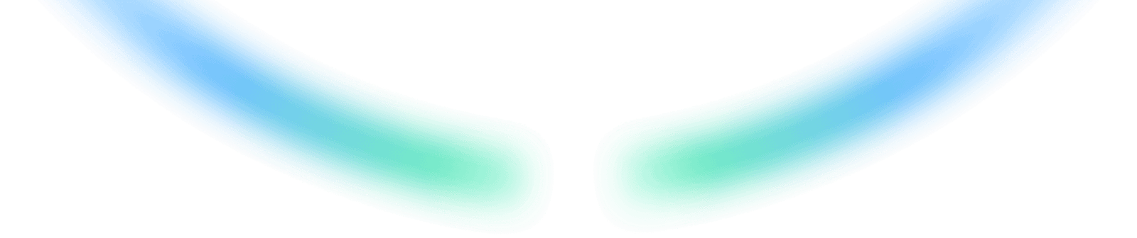 Two curved lines in blue and green gradient forming a symmetric arc shape