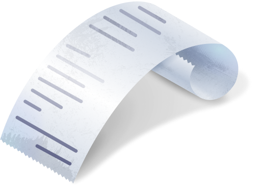 Rolled white paper with measurement markings and perforated edge