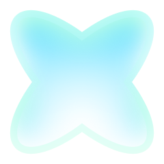 Light blue gradient four-pointed star shape with rounded edges