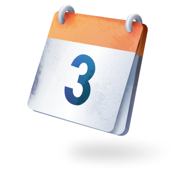 Calendar page showing the number 3 with orange binding at the top